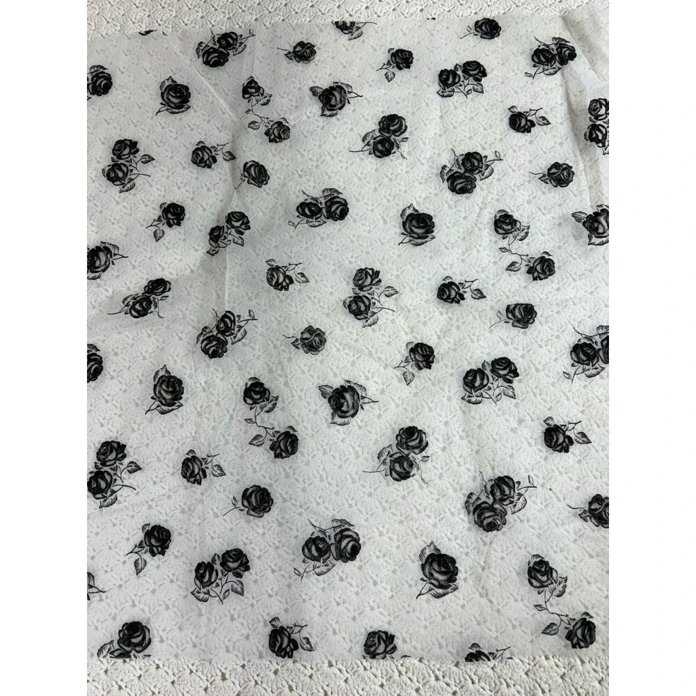 Fabric Vintage Sheer Organza with Black Roses 30